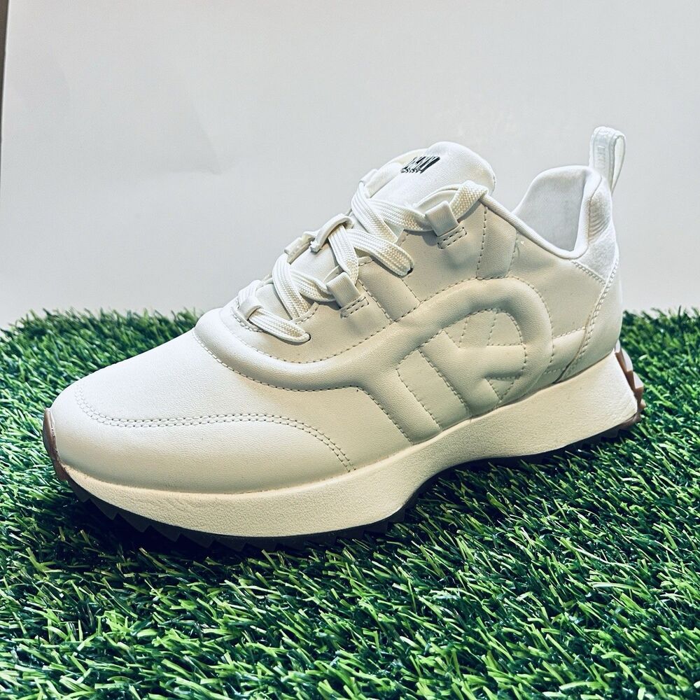 DKNY Nix Women's Size 8.5 Cream Lace Up Sneaker Everyday Lifestyle Shoes